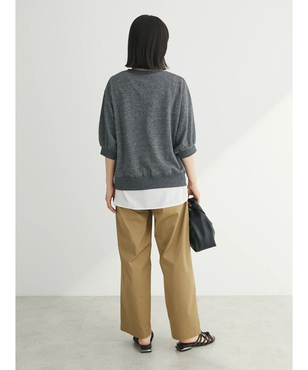 Green Parks ７分袖ラメ裏毛パフプルオーバー 