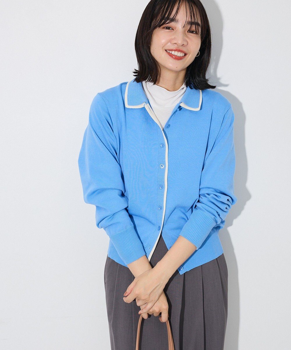 Green Parks ここちニット衿付き配色プルオーバー 