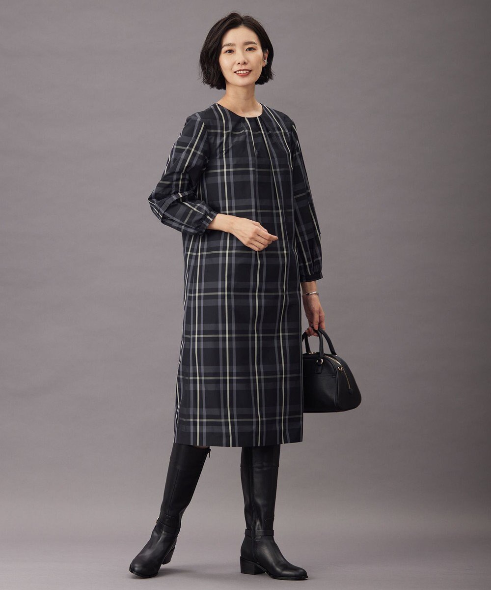 J.PRESS LADIES 【洗える】2/2綾 メモリーチェック ワンピース 