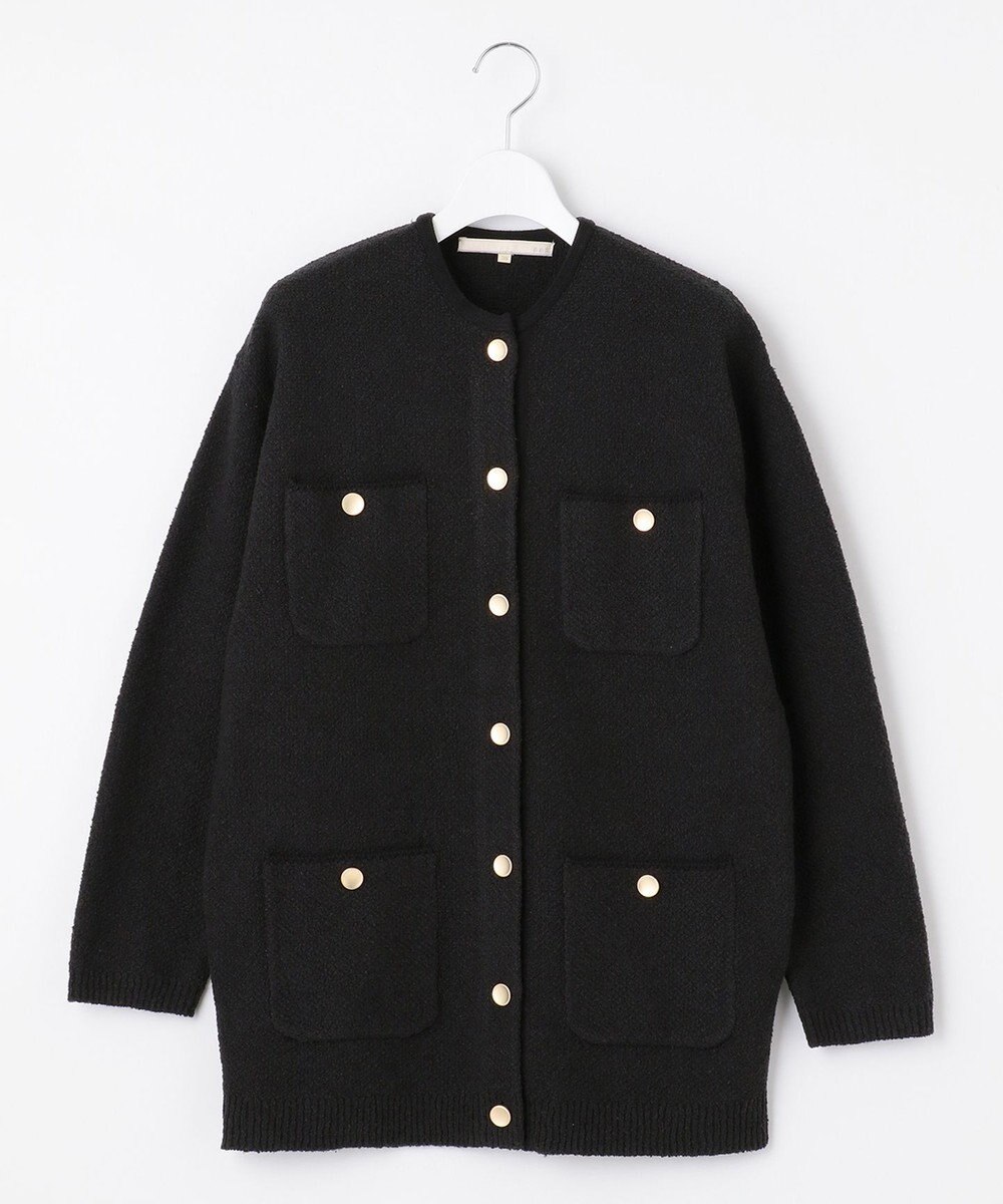 自由区 【XSサイズ～/洗える】テクスチャーコットンブレンド ニットアウター 