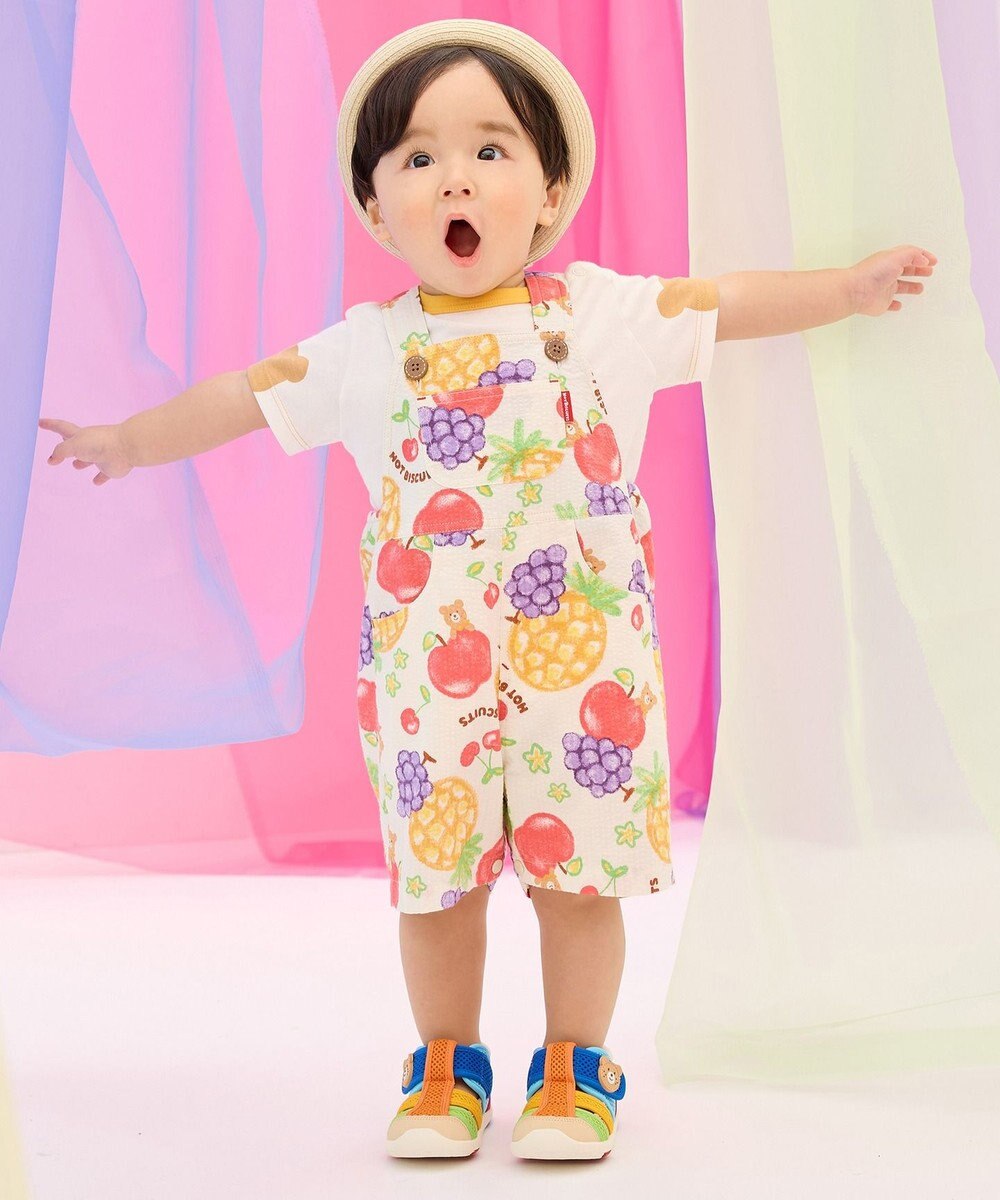 MIKI HOUSE HOT BISCUITS 【ビーンズ×フルーツシリーズ】【70-110cm】5分丈オーバーオール 