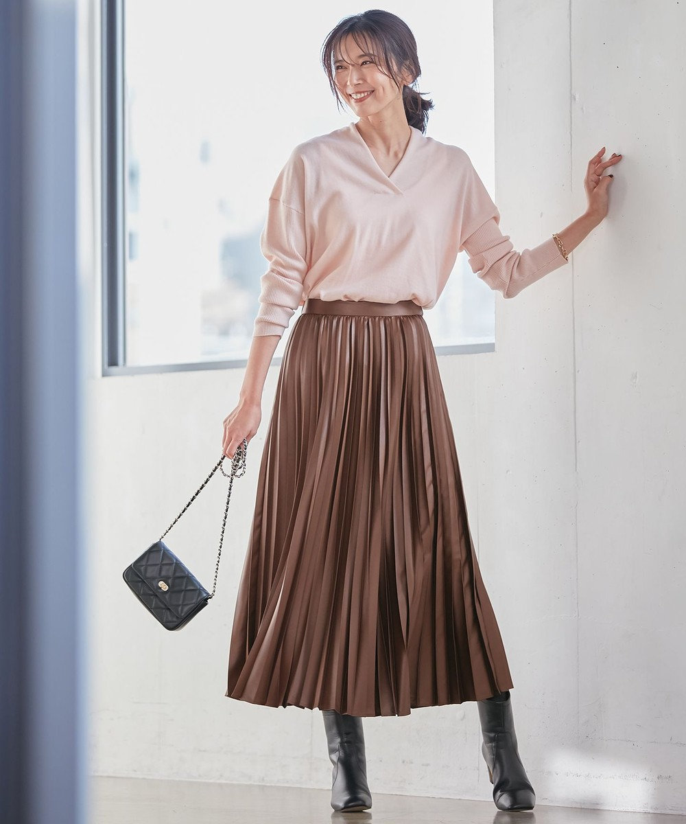 23区 S 【10色展開】ウーステッドウール 重ね襟Vネック ニット 