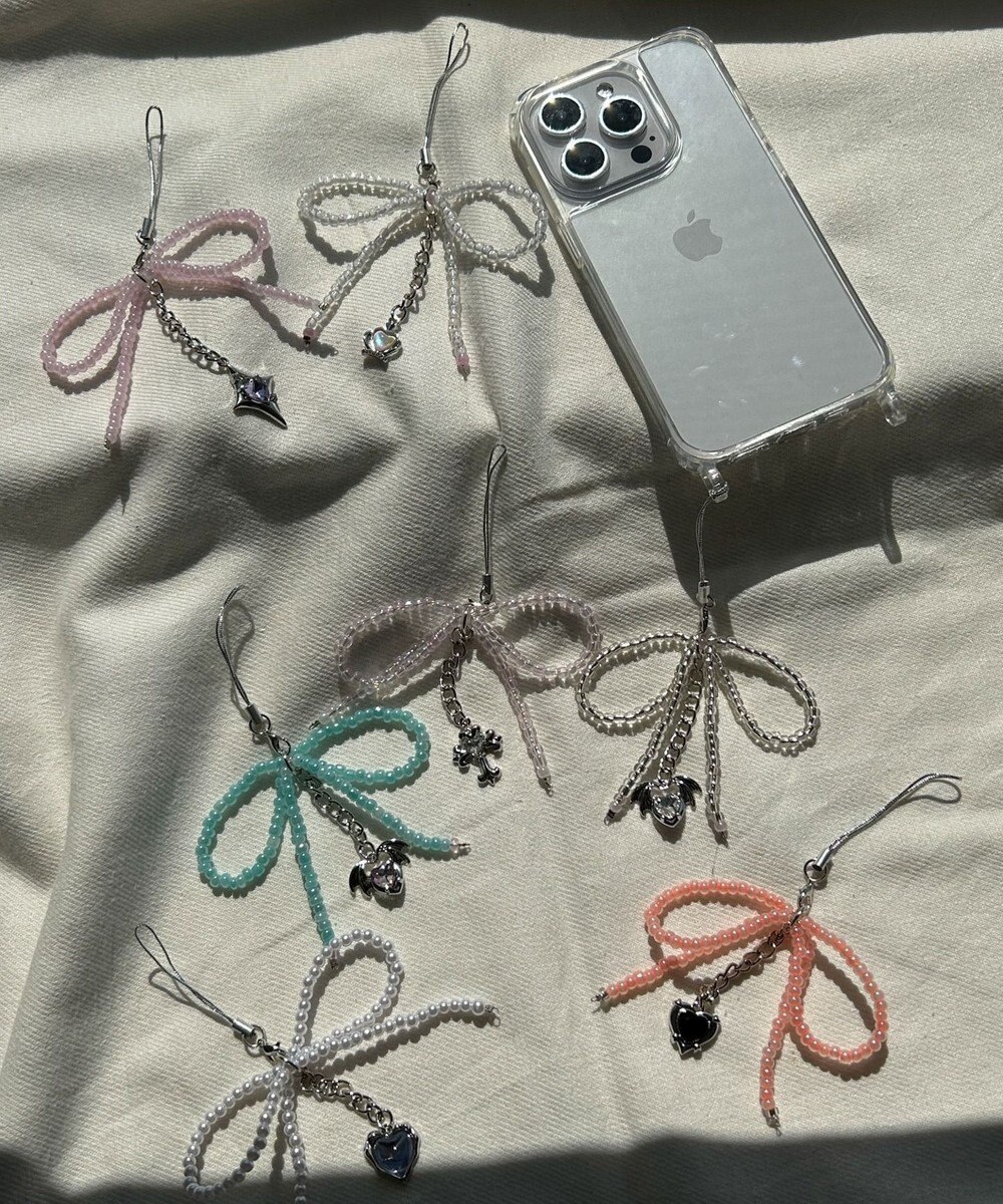 WEGO リボンビーズストラップキーホルダー 