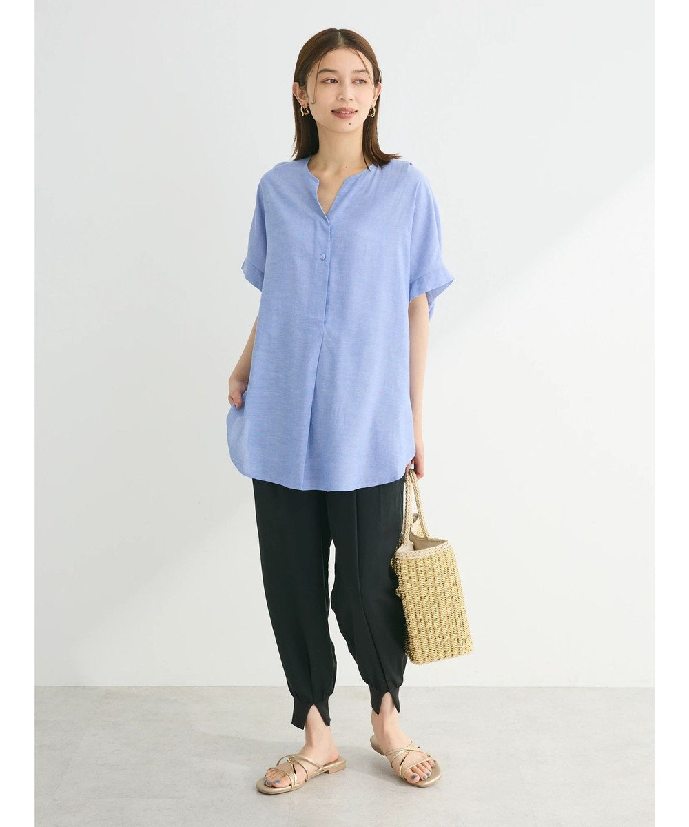 Green Parks リネンレーヨン前立てブラウス 