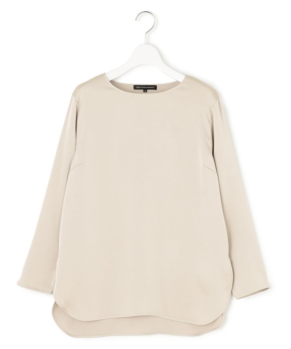 23区 L 【洗える】サテン ロングスリーブ Tシャツ 