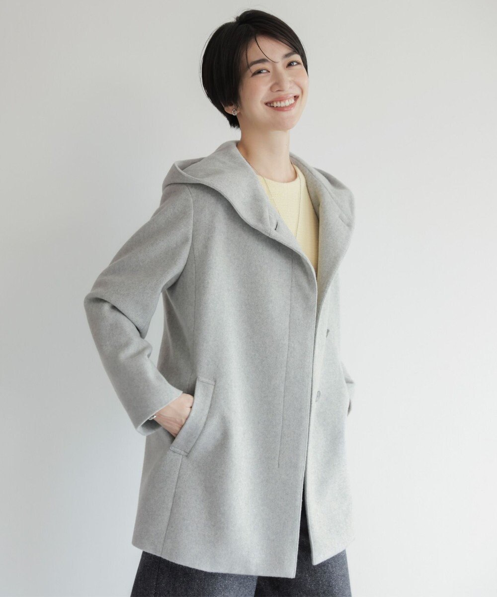 J.PRESS LADIES L ショートビーバー フーデット コート 