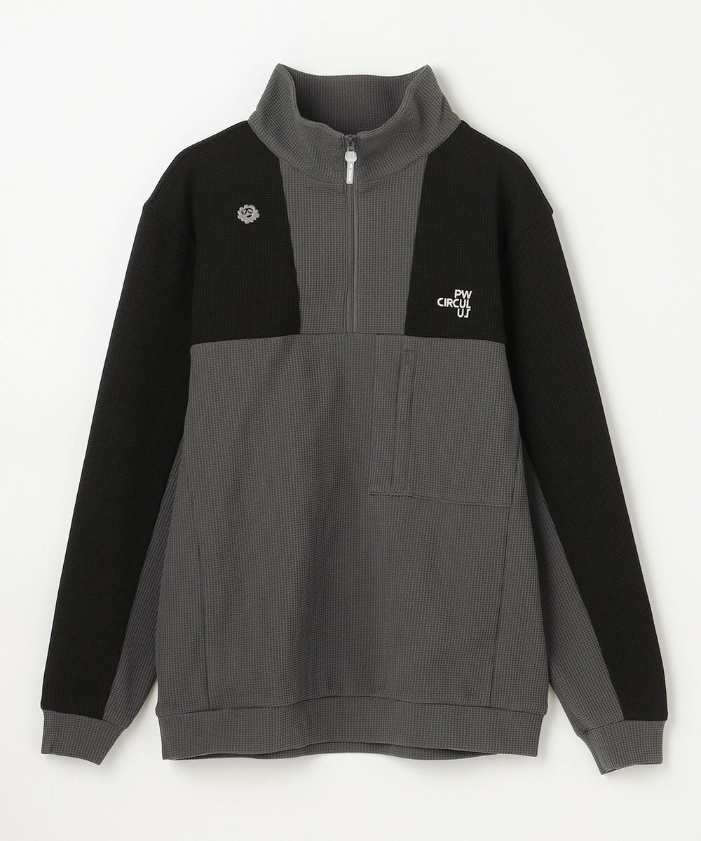 PW CIRCULUS 今が旬トップス！【ドライな肌触り / UV遮蔽率98.9% UVカット / ストレッチ】【MEN】ワッフルハーフジップトップス  ゴルフ 
