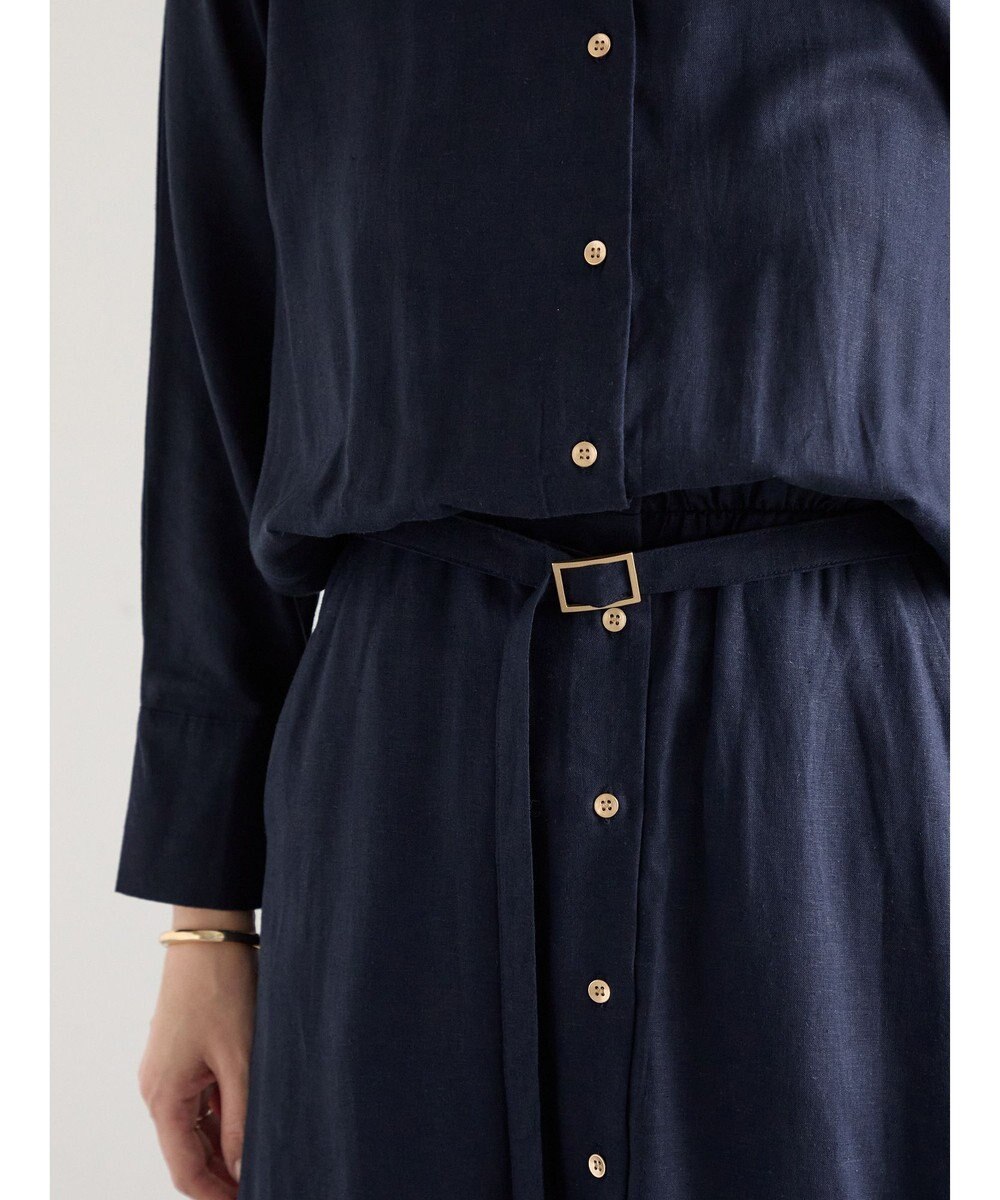 Te chichi レーヨンリネン共ベルトシャツワンピース 