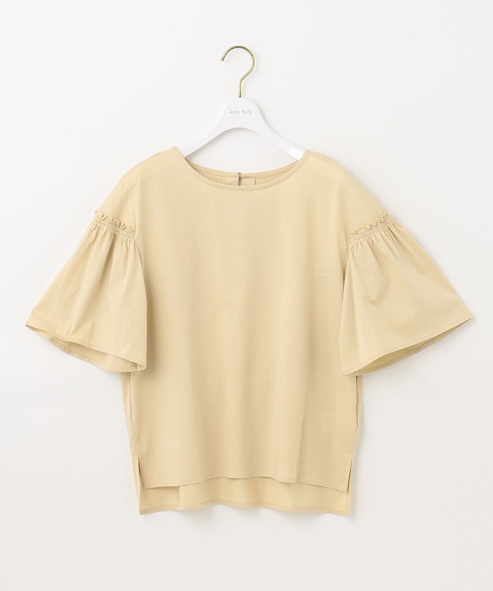 ANY SIS シルケットストライプ フレアスリーブ カットソー 