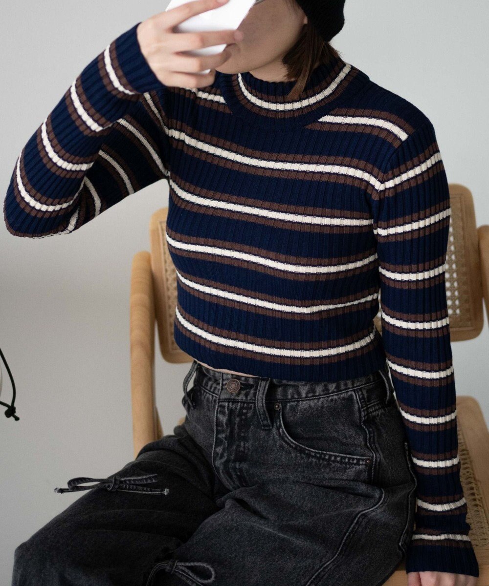 WEGO リブハイネックショートニット 