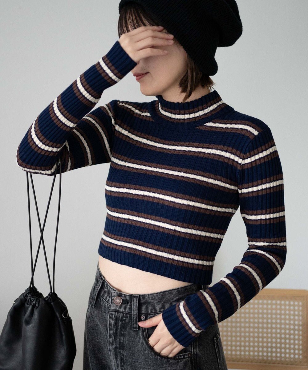 WEGO リブハイネックショートニット 