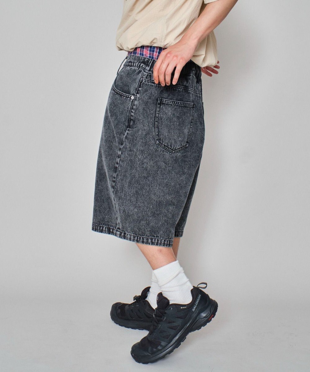 WEGO 【ユニセックス着用ITEM/MLサイズ展開/ウエストゴム】ボクサードッキングデニムショーツ 