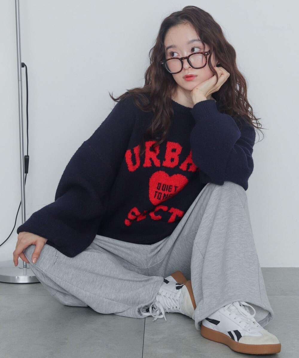 WEGO 【2025年秋冬新作】フラッフィーグラフィックニットBIGプルオーバー 