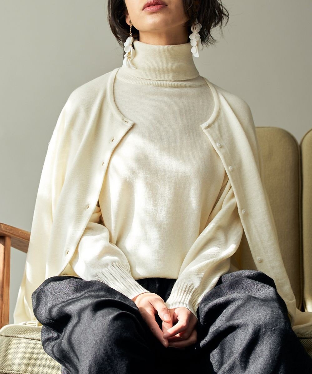 muuc 〈極上メリノウール〉ベーシックタートルネックプルオーバー〈肌に優しいニット〉〈アンサンブル可能〉〈袖の透かし編み〉 