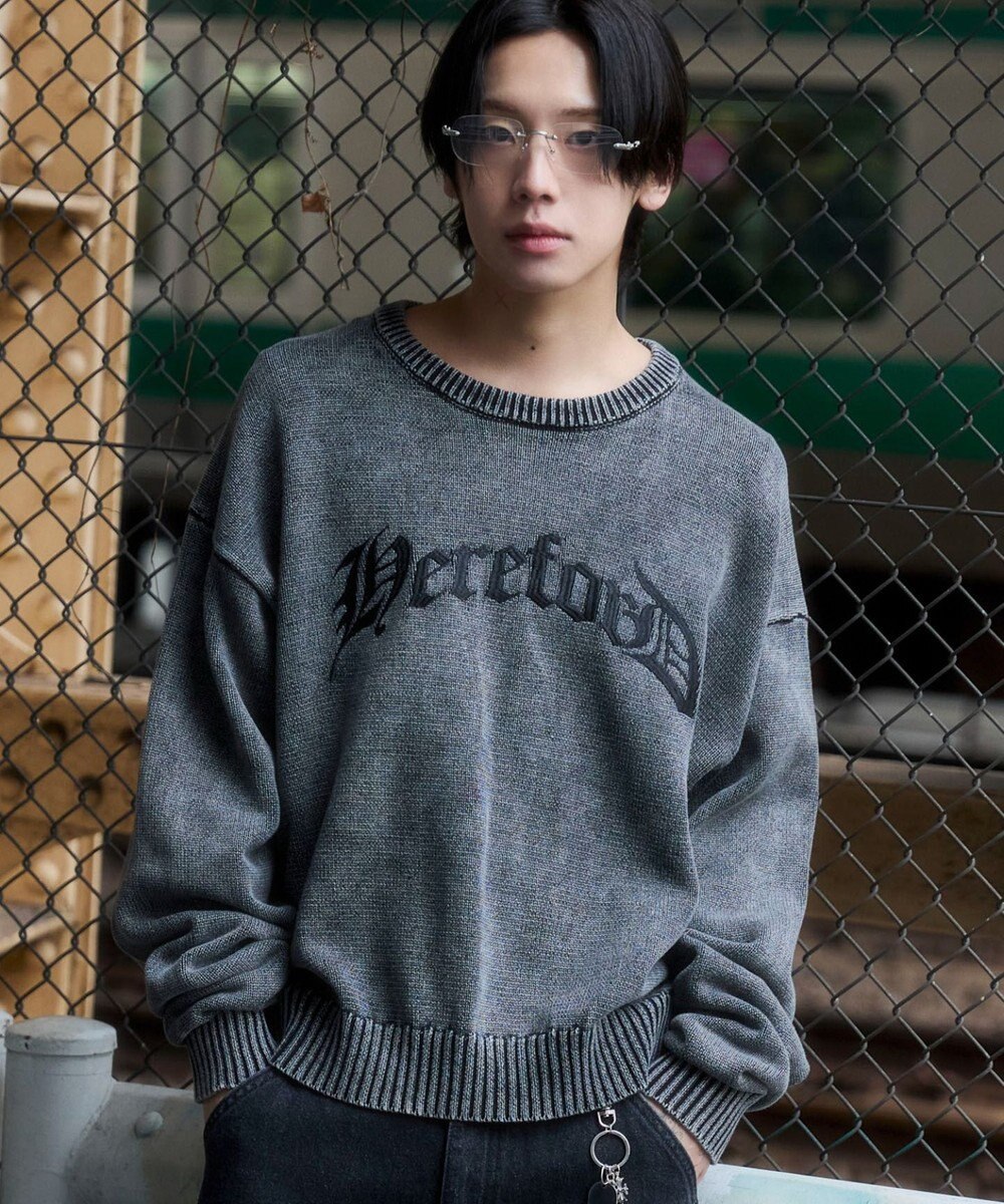 WEGO ブリーチニットグラフィックプルオーバー 