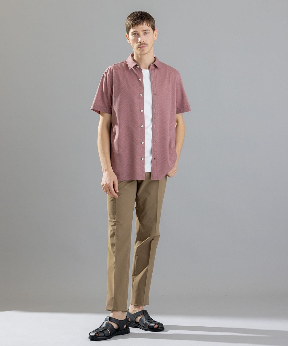 JOSEPH HOMME ブロークンヘリンボンジャージー　レギュラーカラー半袖シャツ 