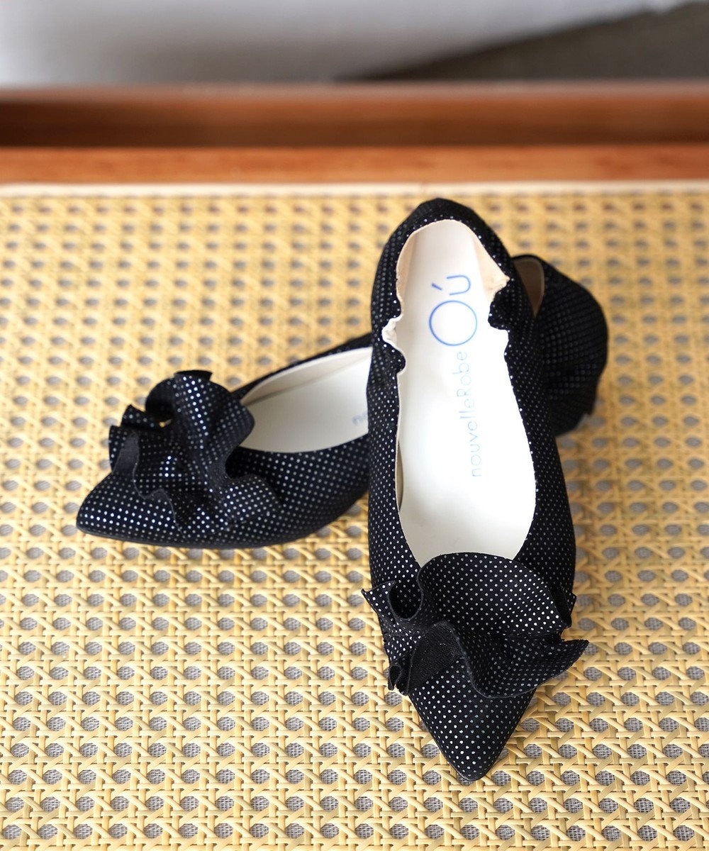 nouvelleRobe Oū 新色追加【本革・高反発】Ruffles ポインテッドトゥ ヒールパンプス 