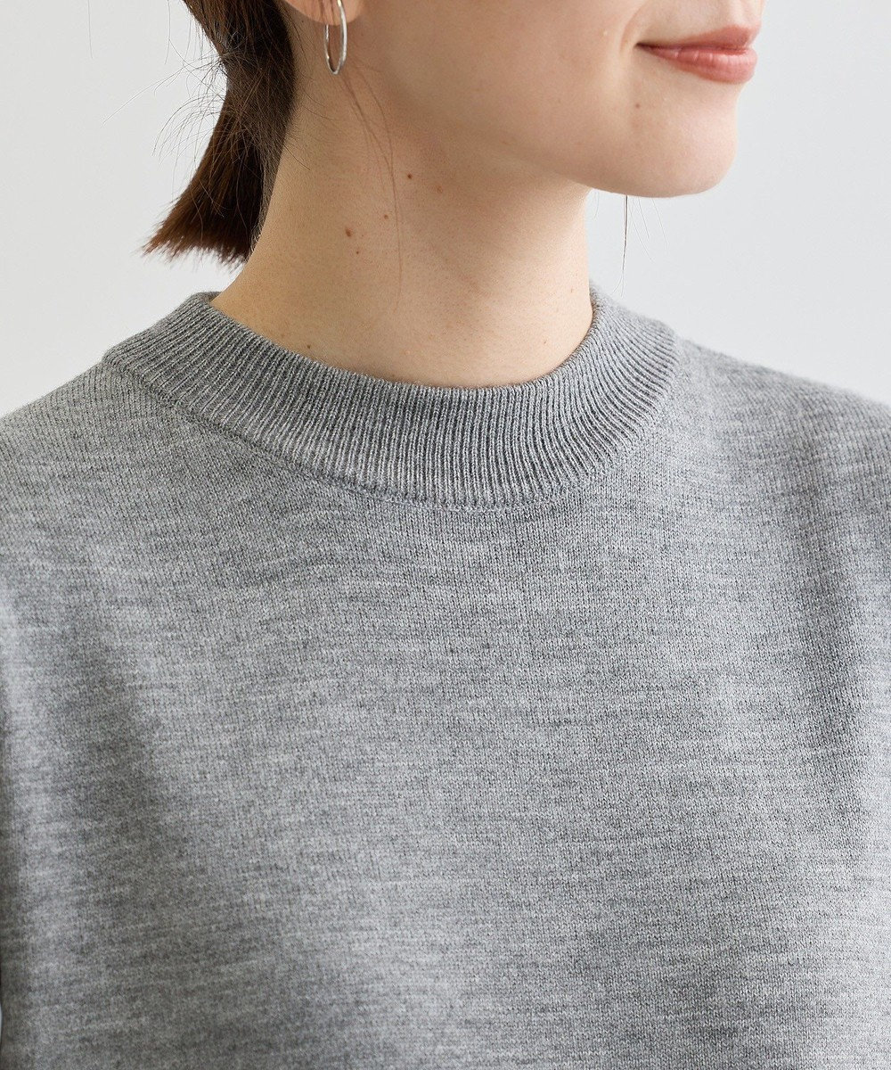 Green Parks 杢グレー袖チュールニットワンピース 