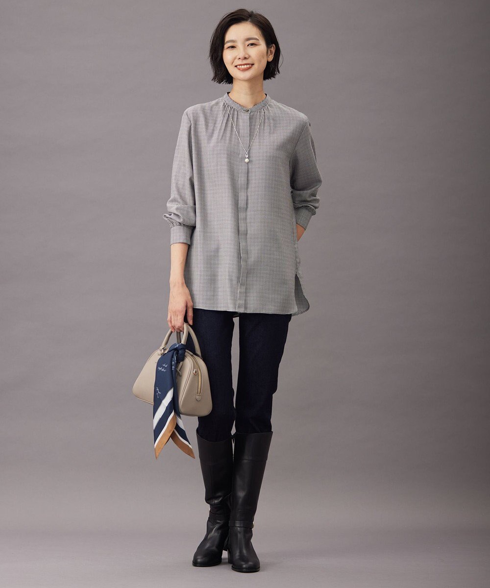 J.PRESS LADIES L 【洗える】Pe/Vis サイロチェック ブラウス 