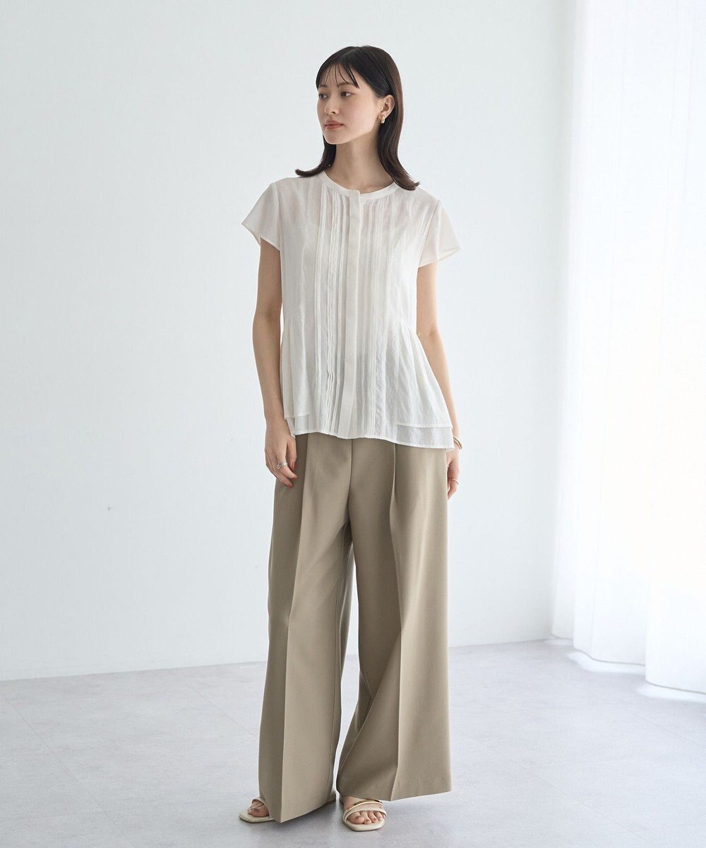 YECCA VECCA ペプラムシアーブラウス 