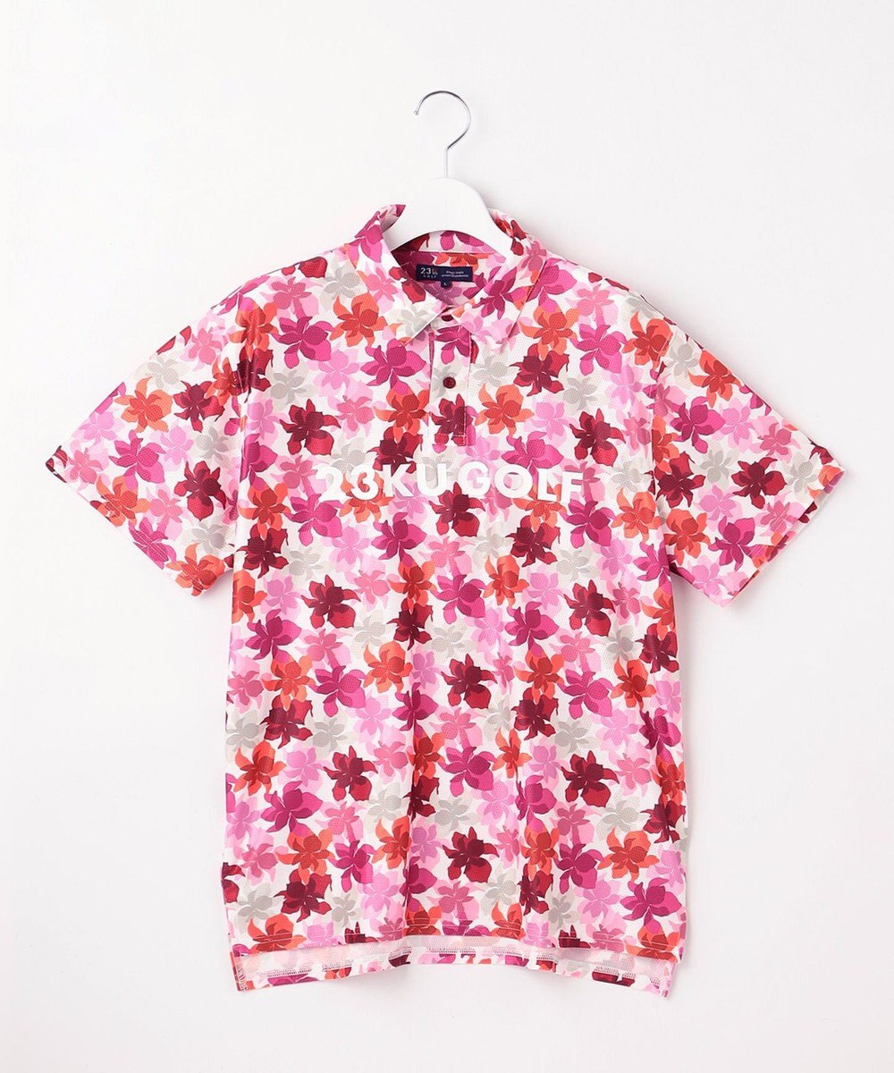 23区GOLF 【MEN】【UVカット】草花柄プリントポロシャツ 