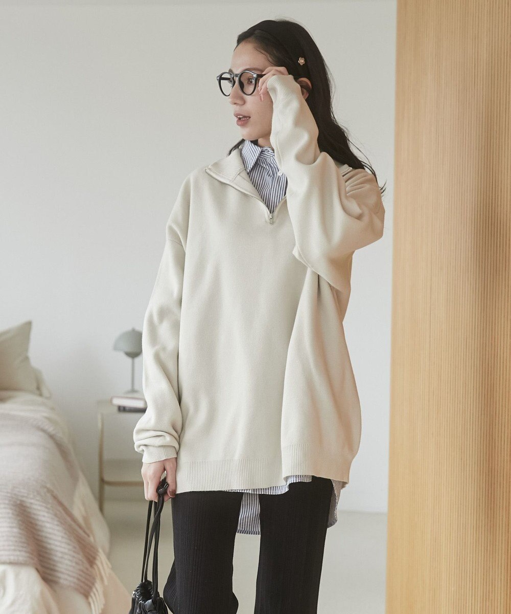 WEGO 【ユニセックス着用ITEM】ミラノリブハーフジッププルオーバー 