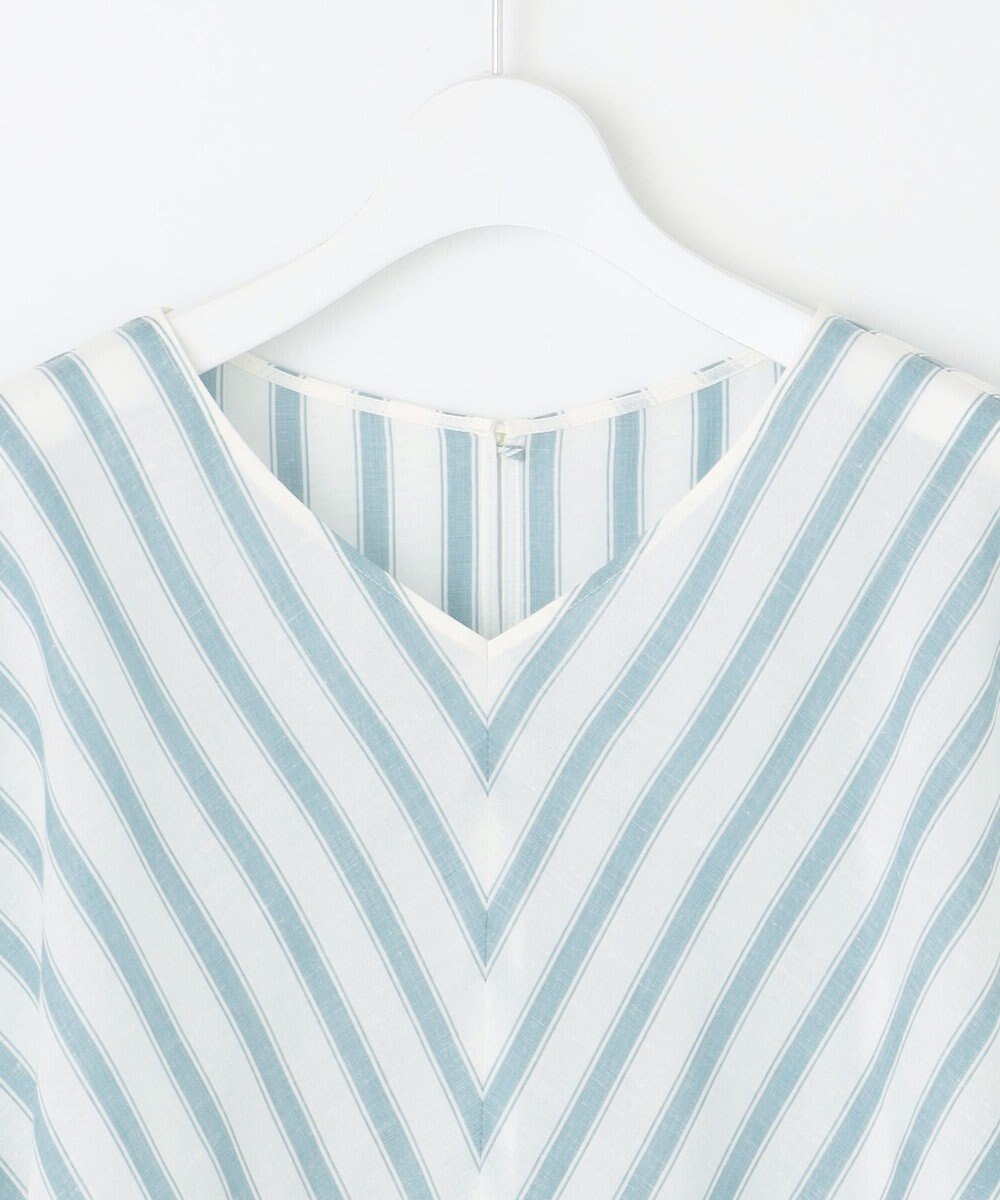 自由区 L 【洗える】テンセルリネンリボン ブラウス 