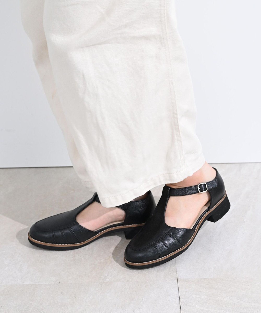 Pointer 本革 通気性Tストラップパンプス 