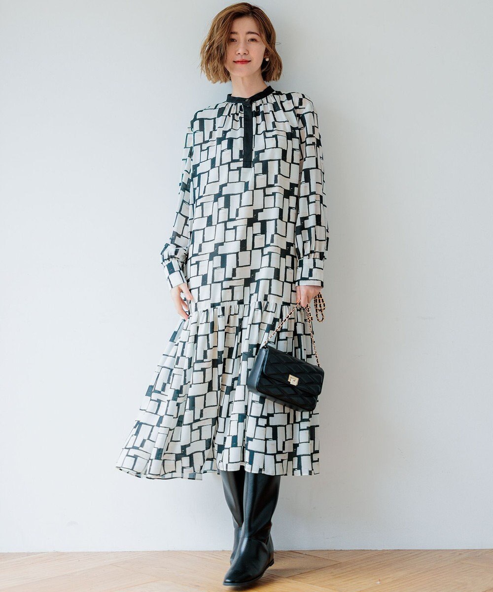 23区 S 【洗える】ARGENTI コラージュプリント ワンピース 