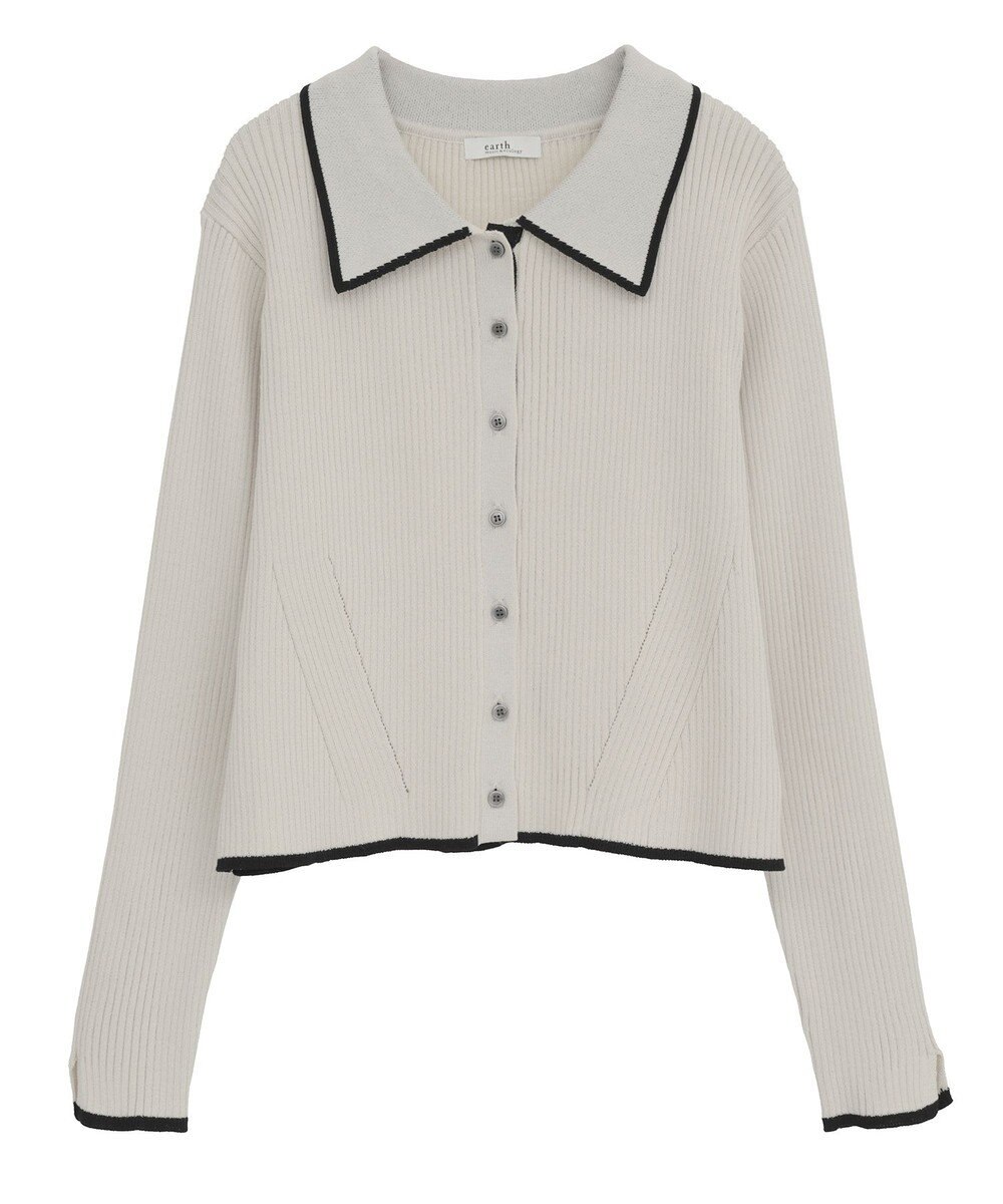 earth music&ecology バイカラートリムニットカーディガン 