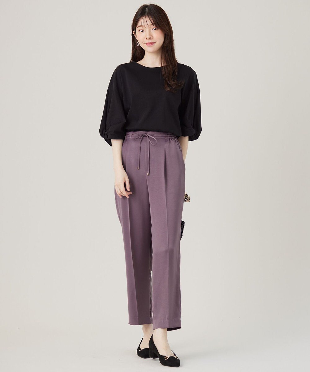 ANY SIS 【洗える】サテンドロストイージー パンツ 