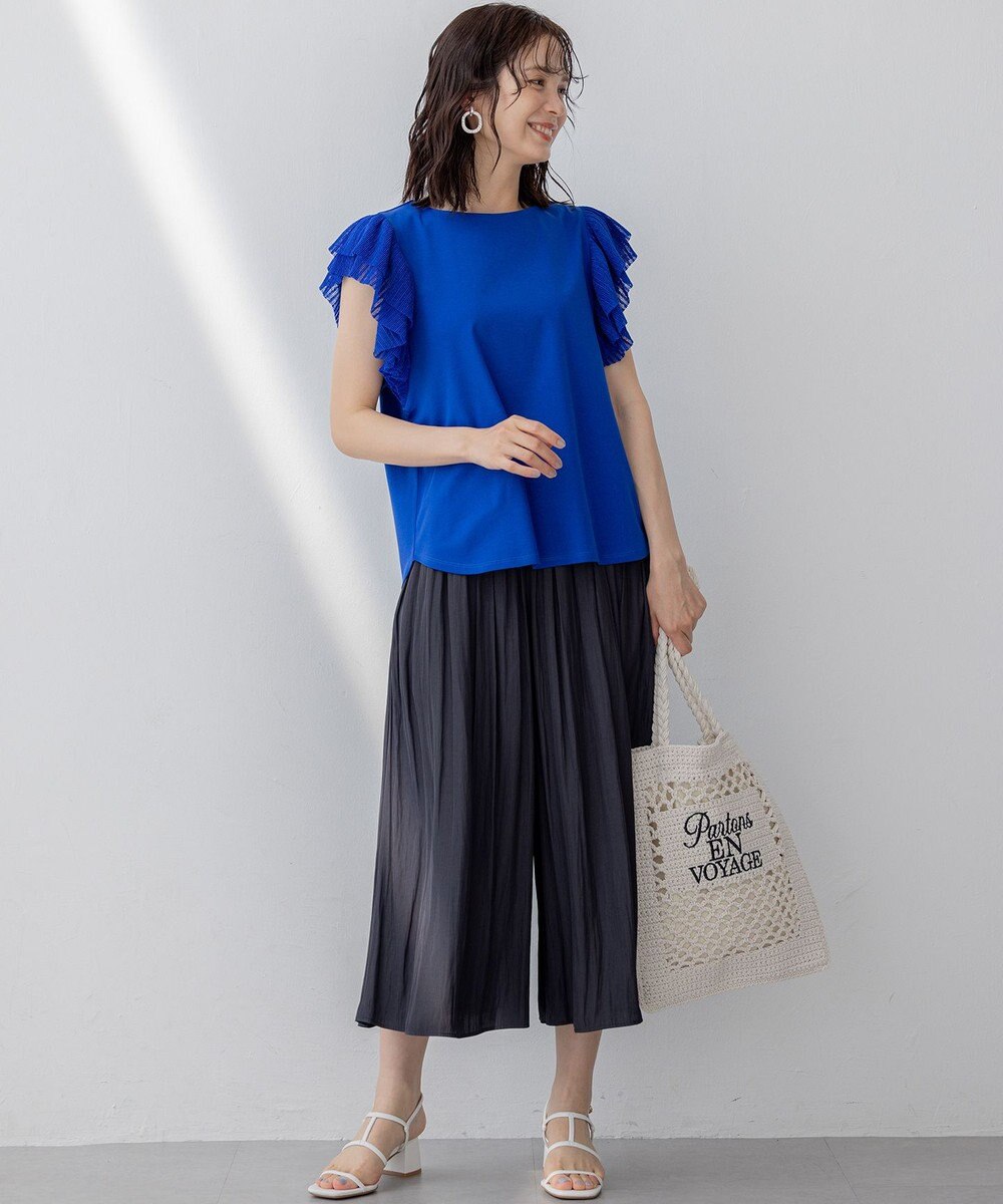 組曲 プリーツコンビフレンチスリーブ カットソー 