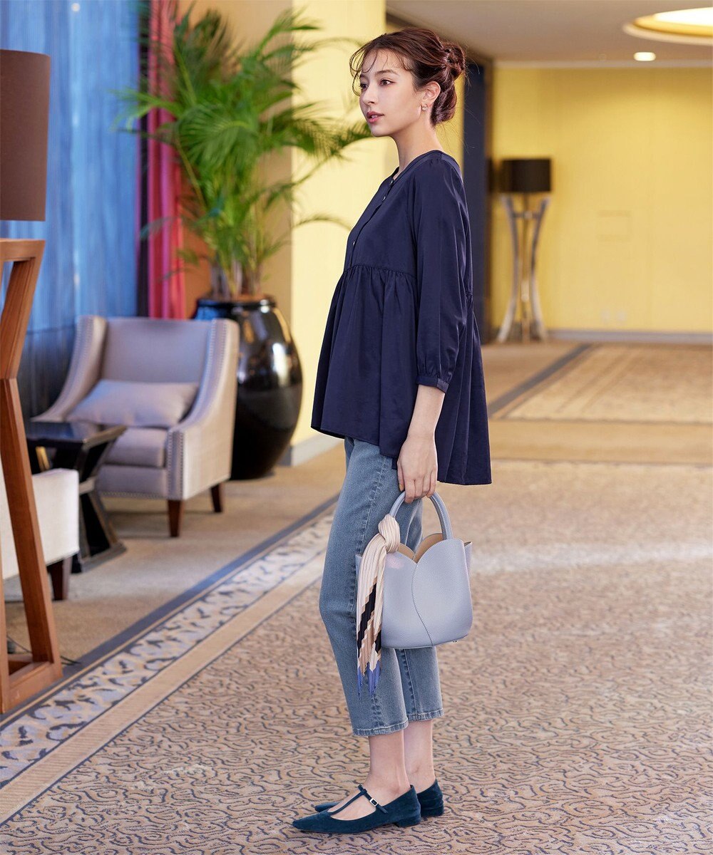 Tiaclasse L 【洗える】レーヨンツイルギャザーブラウス 