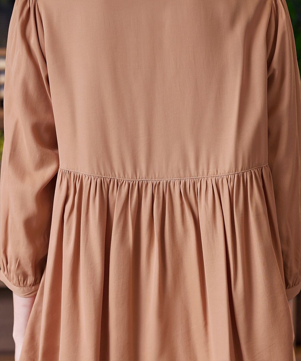 Tiaclasse L 【洗える】レーヨンツイルギャザーブラウス 