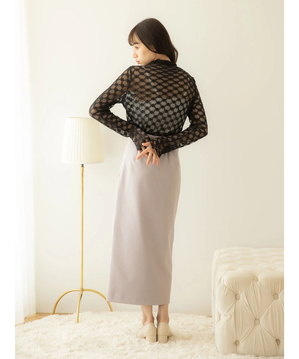 earth music&ecology ハイネックシアーフラワーインナー 