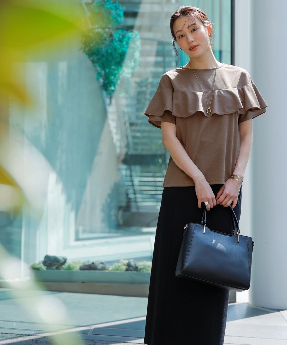 ANY SIS L 【前後着用・UVケア・洗える】2WAYジョーゼットジャージーフリル カットソー 