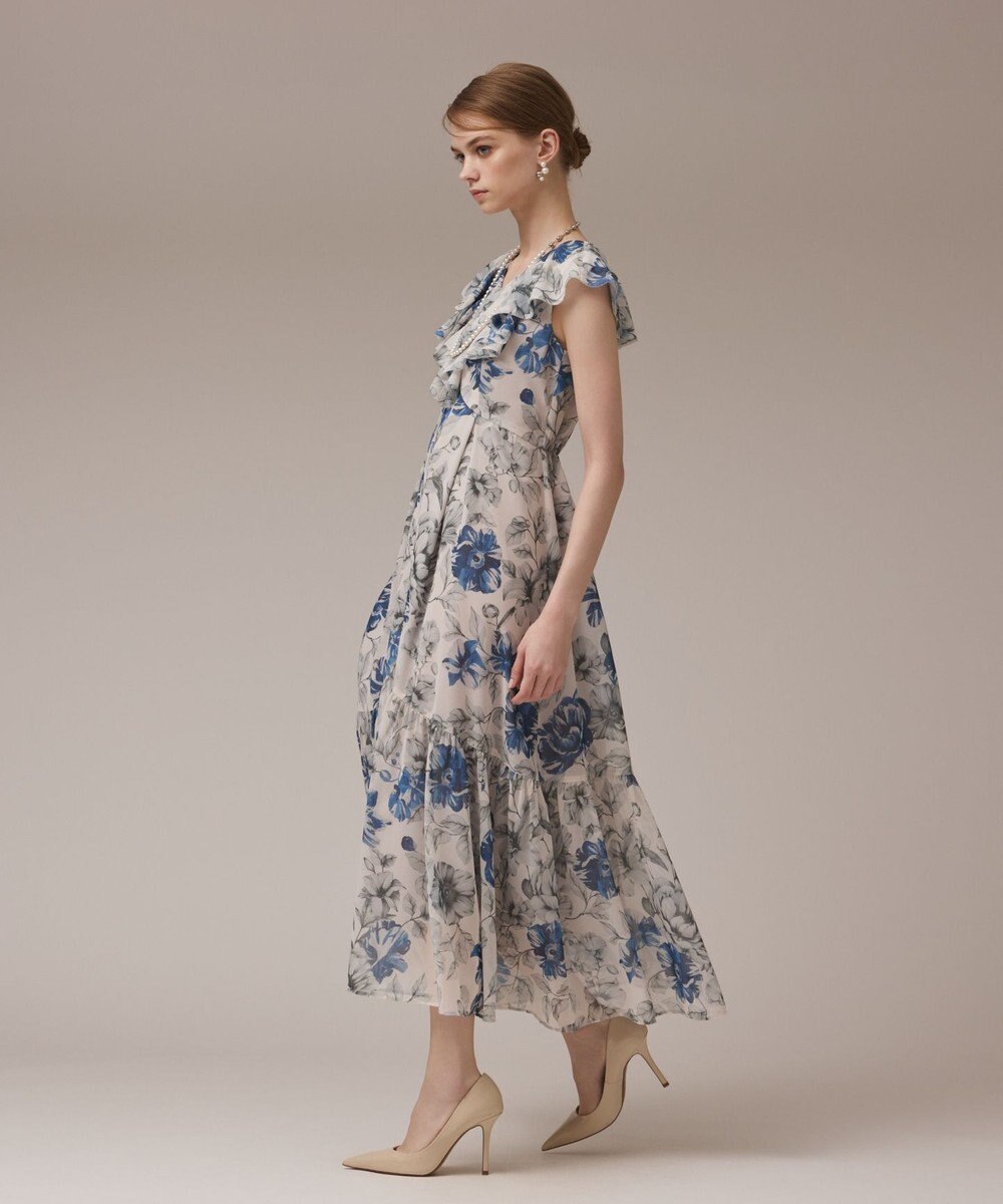 GRACE CONTINENTAL フラワープリントフリルワンピース 
