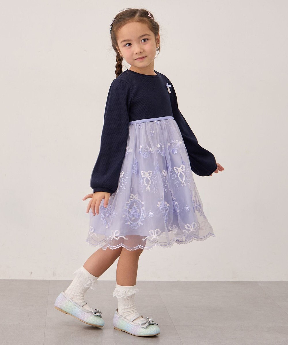 ANY KIDS バレエ刺繍チュールワンピース 