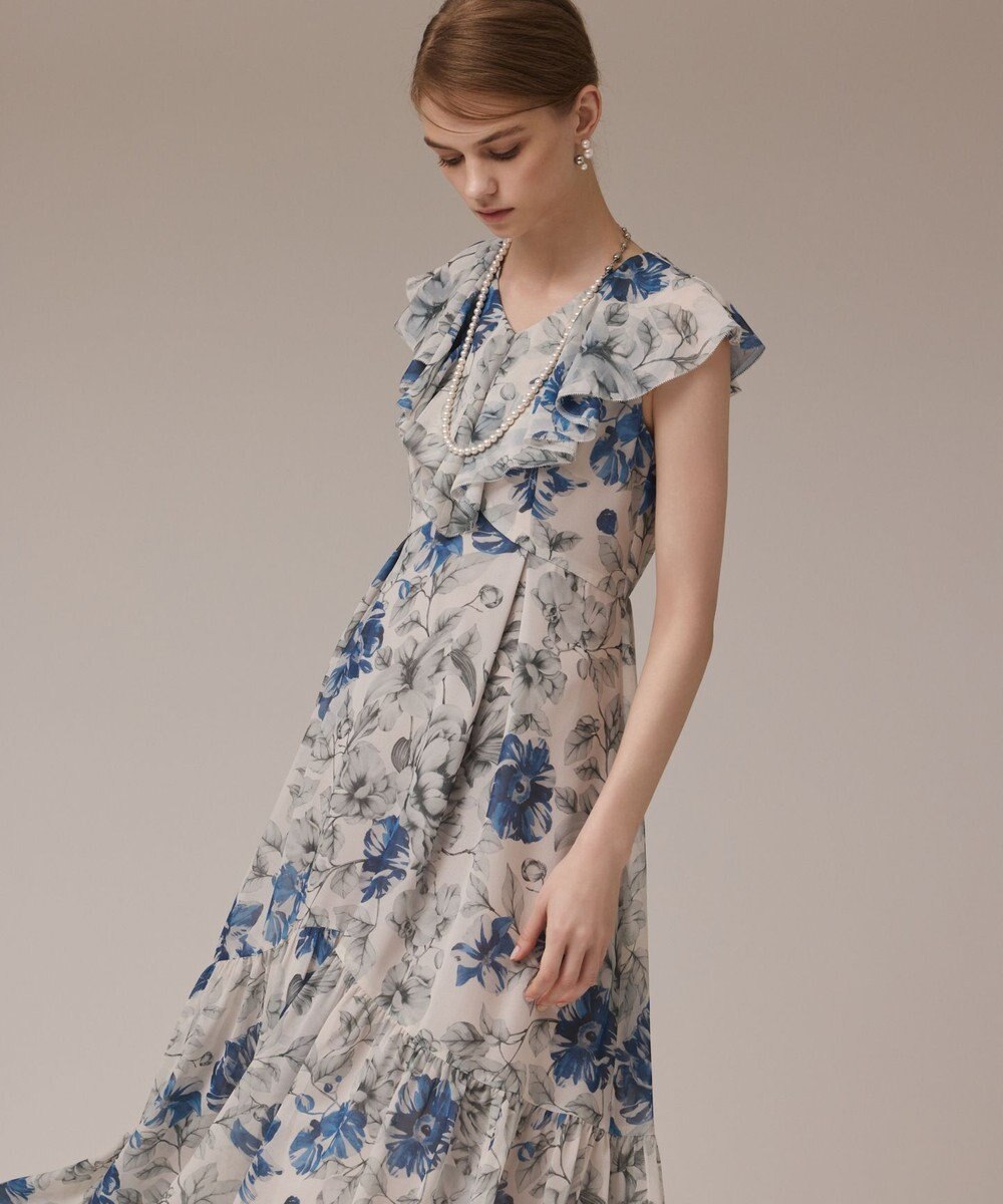 GRACE CONTINENTAL フラワープリントフリルワンピース 