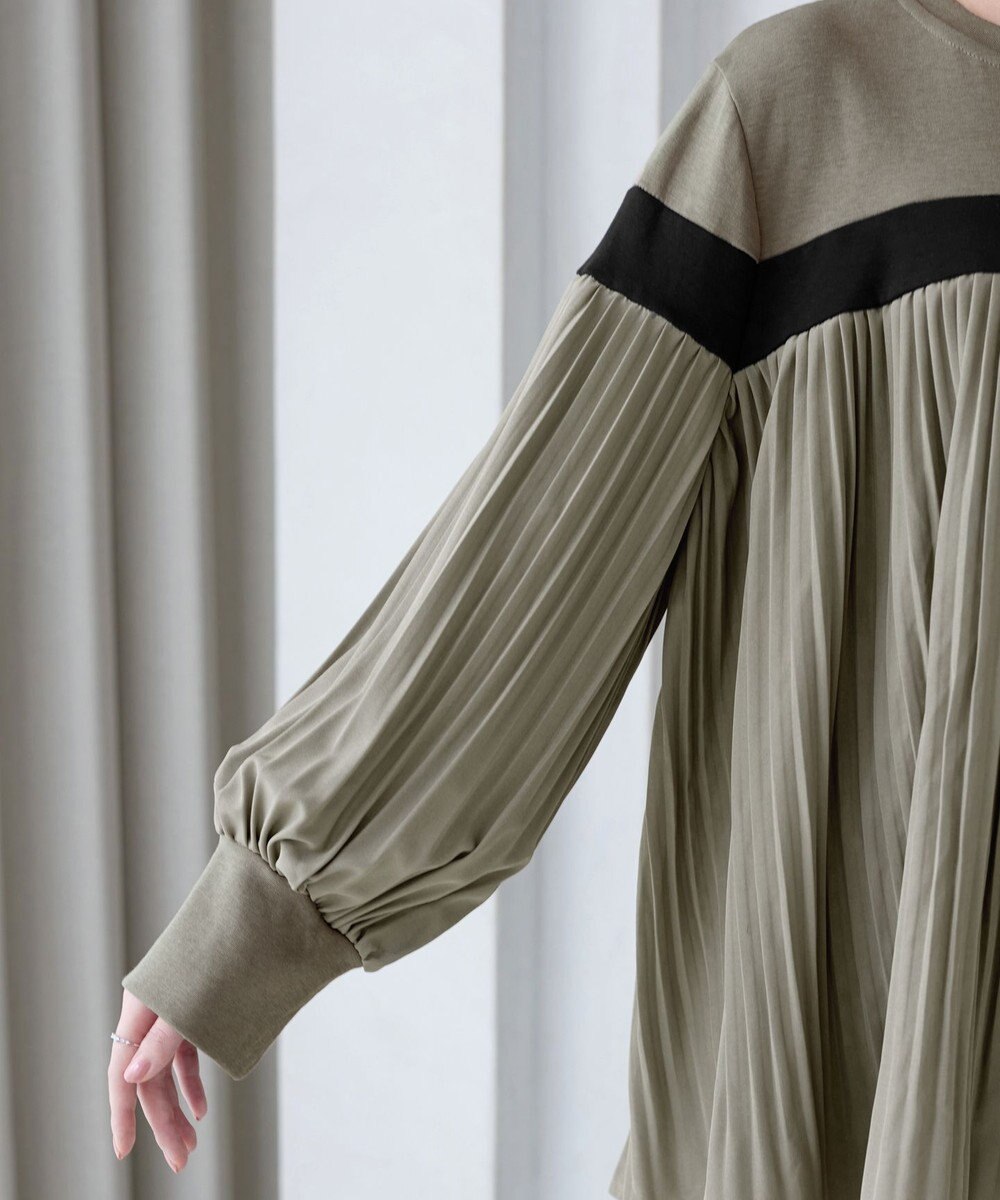 Tiaclasse 配色ラインプリーツプルオーバー 