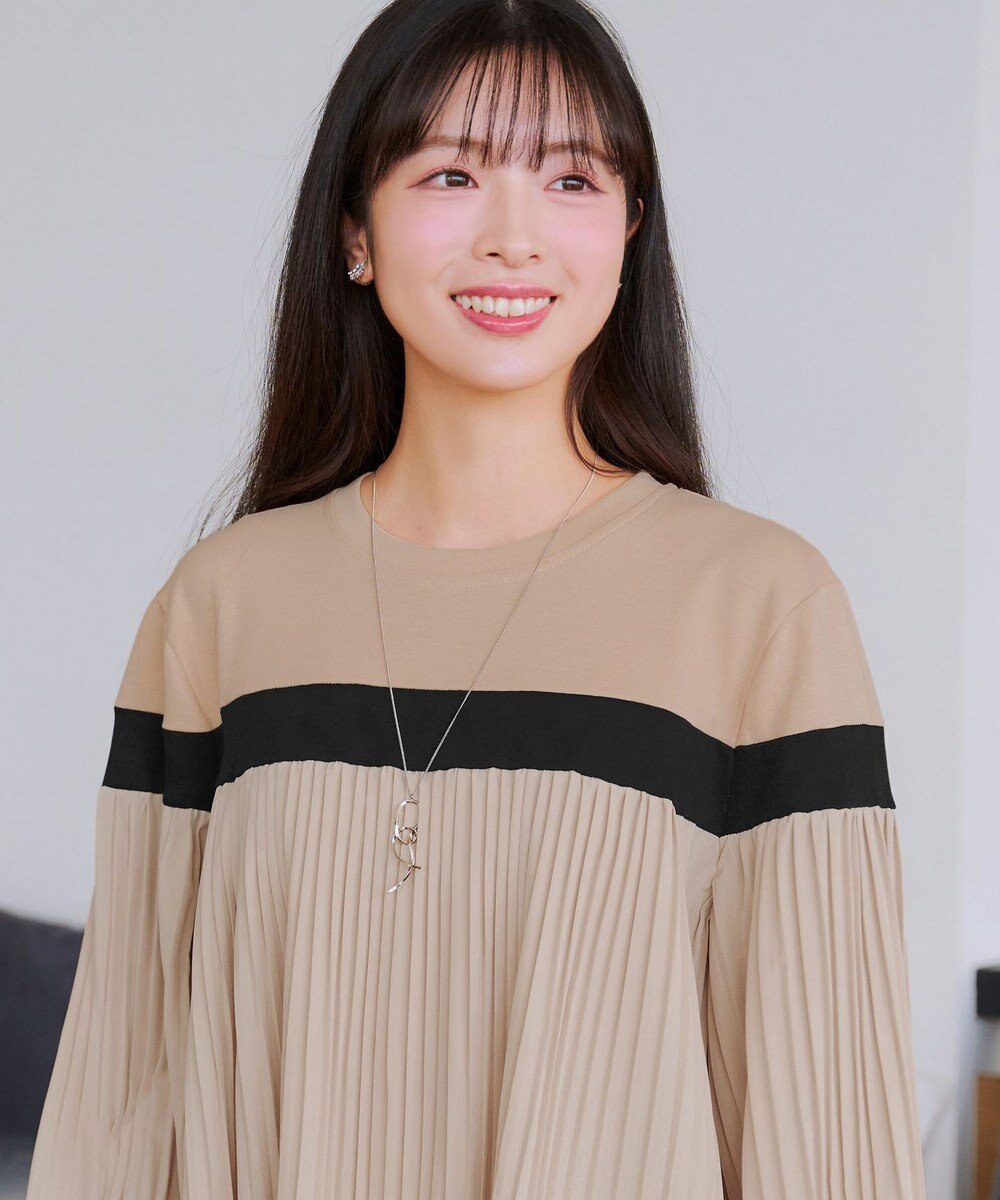 Tiaclasse 配色ラインプリーツプルオーバー 