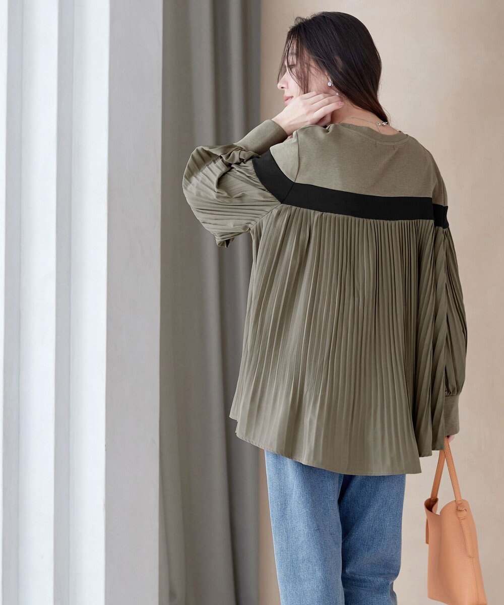 Tiaclasse 配色ラインプリーツプルオーバー 
