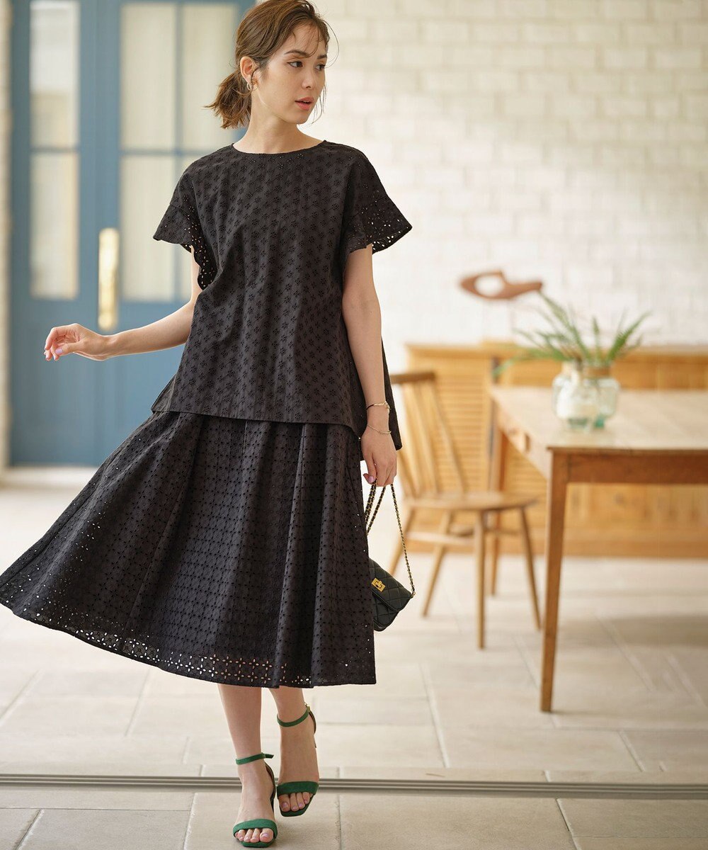組曲 S 【WEB限定】エンブロイダリーレース フレアスカート 