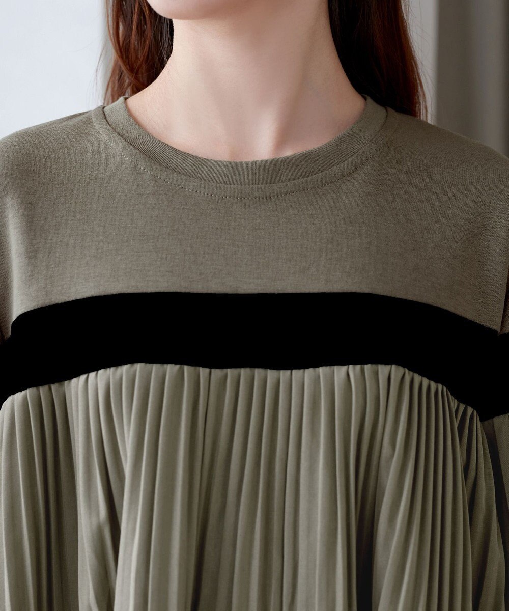 Tiaclasse 配色ラインプリーツプルオーバー 