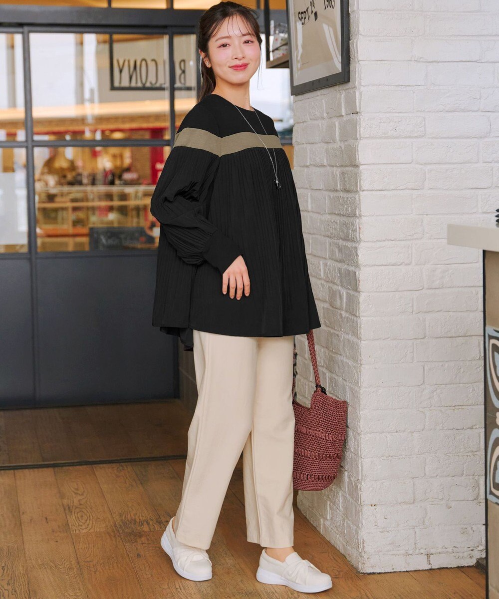 Tiaclasse 配色ラインプリーツプルオーバー 