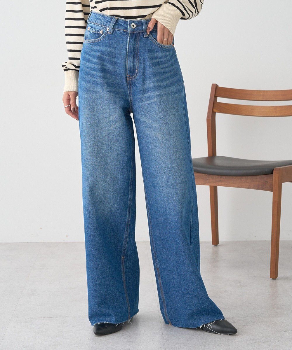 earth music&ecology 【セルフカット可】ワイドデニムパンツ 