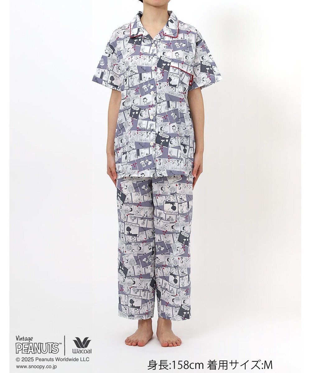 WACOAL ワコール_リラックス＆スリープ パジャマ 5分袖 半袖 8分丈 綿100%(本体) PEANUTS スヌーピー レディース FDT157 /ワコール 