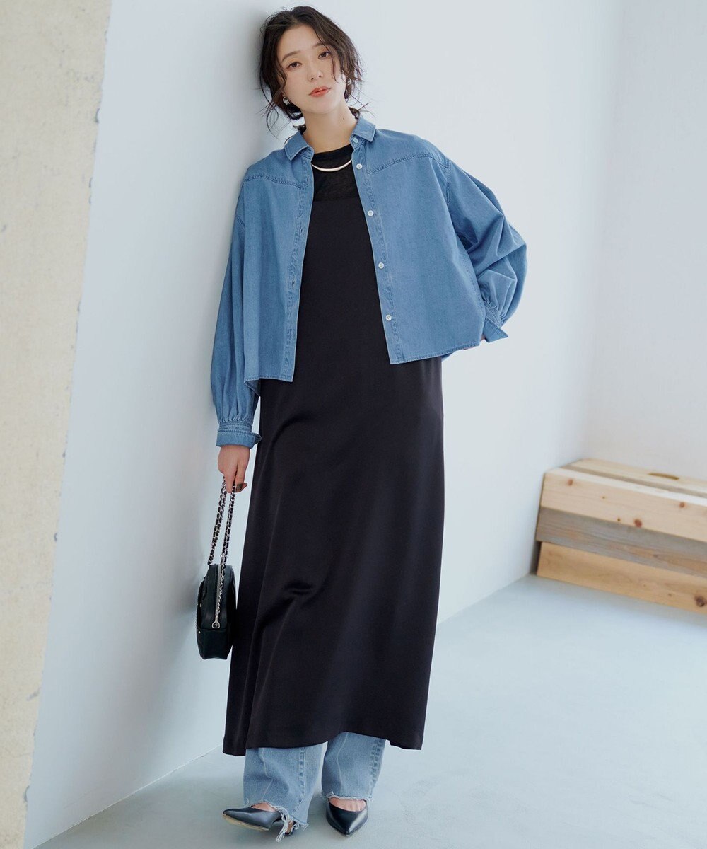 23区 L 【Oggi3月号掲載/洗える】ライトダンガリー クロップド ボリュームスリーブ シャツ 