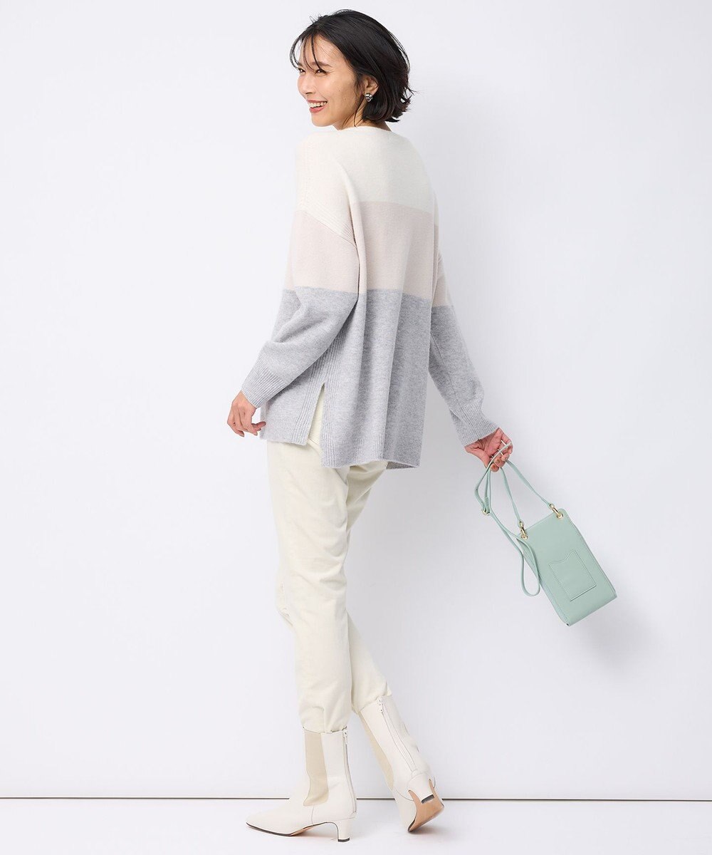 23区 S 【洗える】ウールカシミヤ カラーブロック ニット 