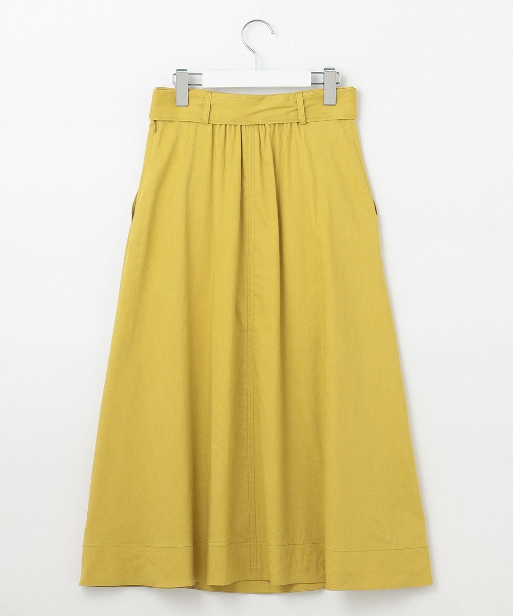 自由区 S 【洗える】リネンビスコースストレッチフレア スカート 